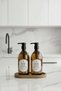 Set of 2 Amber Soap Dispensers with Wooden Stand 500 ml - Kitchen Detergent Dispenser and Liquid Soap Dispenser - 500Hdggoval - 7
