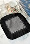 Luxurious Plaid Fringed Presentation Napkin - Monochrome Bohemian Black and White Coaster Presentation Tissue - 4