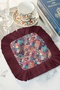 Mosaic Patchwork Fringed Presentation Napkin - Vibrant Bohemian Colorful Burgundy Fringed Coaster Serving Napkin - 4