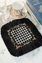 Elegant Checkered Fringed Decorative Napkin - Rustic Peacock Black Gold Colored Coaster Tissue
