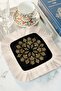 Luxurious Mandala Sparkling Fringed Presentation Napkin - Black Bohemian Cream Fringed Coaster Tissue - 7