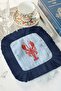Marine Luxury Fringed Serving Cocktail Napkin - Nautical Coastal Blue Red Coaster Tissue - 4