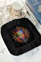 Neon Buddha Mandala Fringed Presentation Napkin-Spiritual Bohemian Black Color Coaster Serving Napkin