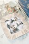 Nordic Deer Forest Fringed Coffee Side Serving Napkin - Winter Nature Rustic Green Cream Presentation Napkin - 7
