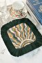Retro Wave Sparkling Fringed Presentation Napkin - Sun Reflecting Bohemian Green Gold Coaster Tissue - 8