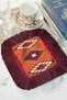 Ethnic Motif Fringed Decorative Fabric Napkin - Traveler Bohemian Orange Burgundy Coaster Handkerchief - 5