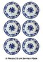 Antique Deep Blue 6-Person 25 cm Special Design Premium Porcelain Serving Plate with Navy Blue Floral Pattern - 4