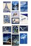 Vintage Blue Art Sticker Set 22X30 cm – Retro Stamps, Paris, Japanese Art - 2