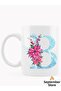 Letter B Printed Blue Floral Patterned Design Mug Cup Coffee Cup