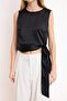 Black Tie-Up Satin Woven Blouse Twoss26Bz00407 - 3