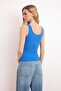 Saks Fitted/Vücuda Oturan Havuz Yaka Fitilli Esnek Örme Atlet TWOSS22AL0042 - 4