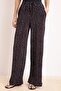 Siyah Puantiyeli Wide Leg/Geniş Paça Lastikli Pilise Örme Pantolon TWOSS26PL00122