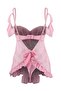 Pembe Tül Kol Detaylı Babydoll/Fantezi Gecelik THMSS26LL00004 - 4