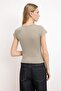 Mink Polyamide Short Sleeve Crew Neck Fitted/Bodycon Knitted T-Shirt Twoss24Ts00238 - 4