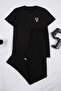 Black Regular Fit Printed Short Sleeve Knitted Pajamas Set Tmnss25Pt00040 - 4