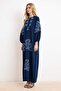 Nasiba Hafiz x Trendyol Collection Siyah Etnik Nakışlı Maxi Dokuma Kaftan Elbise TCTSS26EB00061 - 4