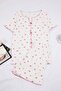 Beyaz-Pembe Çiçek Desenli Kurdeleli Kaşkorse Büyük Beden Pijama Takımı TBBSS26AI00020 - 5