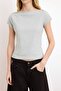 Gri Melanj Kayık Yaka Fitted/Vücuda Oturan Pamuklu Esnek Örme Bluz TWOSS25BZ00285 - 7