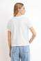 Ekru Regular/Normal Kalıp Kısa Kollu Nakışlı Tok %100 Pamuk Örme T-Shirt TWOSS26TS00016 - 4