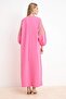 Nasiba Hafiz x Trendyol Collection Pembe Nakışlı Maxi Pamuklu Dokuma Kaftan Elbise TCTSS26EB00090 - 6