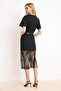 Black Shift/Solid Low Sleeve Short Sleeve Lace Detailed Midi Interlock Knitted Dress Twoss26El00211 - 4