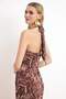 Multicolored Leopard Halter Neck Shift/Straight Cut Maxi Knitted Dress Tprss26El00070 - 6