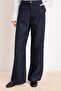 Koyu Mavi DÖKÜMLÜ Pile Detaylı Normal Bel %100 Pamuk Wide Leg Jeans TWOSS26JE00027 - 3