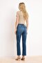 Premium Koyu Mavi More Sustainable Özel Kumaş Yüksek Bel Az Esnek Mom Jeans TWOSS26JE00113 - 4