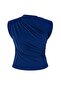 Indigo High Neck Gathered Detailed Sleeveless Knitted Plus Size Blouse Tbbss26Af00065 - 4