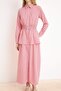 Kırmızı Beli Gipe Lastkli Ekose / Kareli Maxi Dokuma Tesettür Elbise TCTSS26EB00092 - 7