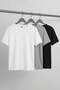 Beyaz-Gri-Lacivert 3'lü Paket Büyük Beden T-shirt TBBSS25BF00071 - 7