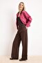 Kahverengi Paça Katlamalı Yüksek Bel Wide Leg/Geniş Paça Jeans TWOAW26JE00011 - 2