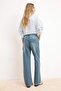 Blue Drapey Regular Waist Wide Leg 100% Cotton Jeans Twoss26Je00116 - 4