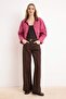 Kahverengi Paça Katlamalı Yüksek Bel Wide Leg/Geniş Paça Jeans TWOAW26JE00011