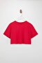 Red Super Crop Low Sleeve Short Sleeve 100% Cotton Knitted T-Shirt Twoss26Ts00183 - 6