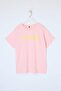 Pembe Slogan Baskılı Relaxed %100 Pamuk Örme Büyük Beden T-shirt TBBSS24BF00036 - 4