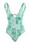 Tropical Patterned Textured U-Neck Covered Swimsuit with Accessories Tbess26Ma00033 - 3