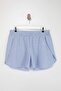 Beachwear Blue Striped Seersucker Textured Fabric Plus Size Beach Shorts Tbbss26Ap00007