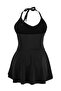 Black Halter Neck Skirted Plus Size Swimwear Tbbss26Am00018 - 6