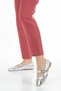 Women's Silver Pleated Flat Heeled Stylish Buckle Detailed Comfortable Ballerina Shoes - 5