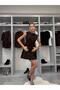 Brown Double-Breasted Lined Premium Sleeveless Jacket Dress with Pocket Detail - 3