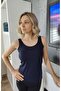 Women's Navy Blue Color Strappy Body Athlete Top - 2
