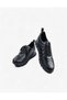 Women's Black Shiny Satin and Leather Detailed Flat Sole Lace-Up Sports Shoes - 5