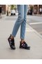Women's Black Daily Pink-Lilac Detailed Velcro Sneakers