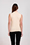 Women's Nude Lycra Zero Sleeve Turtleneck Tank Top - 4