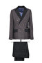 Boy's Smoked Color Purple Striped Double Breasted Jacket Anthracite Trousers Suit - 2