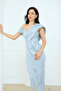 Patterned Sequin Design Long Dress - Baby Blue - 6