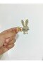 Stylish and tight metal latch buckle with stones - 4 cm - 3