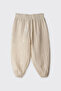 Baby Girl Embroidered Muslin Beige Trousers