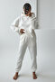 Women's 3 Thread Relaxed Fit Hooded Sweatpants Set with Elastic Legs - Casual